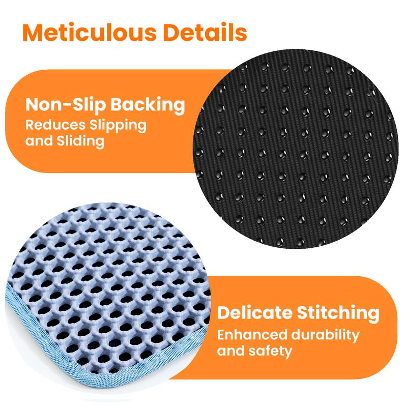 Cat Litter Mat, Double Layer Honeycomb Cat Litter Trapping Mat, Non Slip Waterproof Urine Proof Cat Litter Box Mat for Floor, Kitty Litter Rug, Cat Supplies