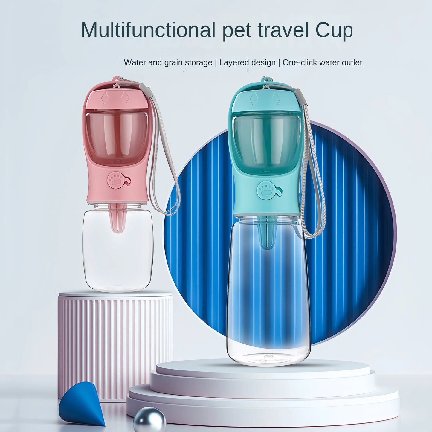 2-in-1 Portable Dog Water Bottle & Food Feeder – Stay Hydrated Anywhere !