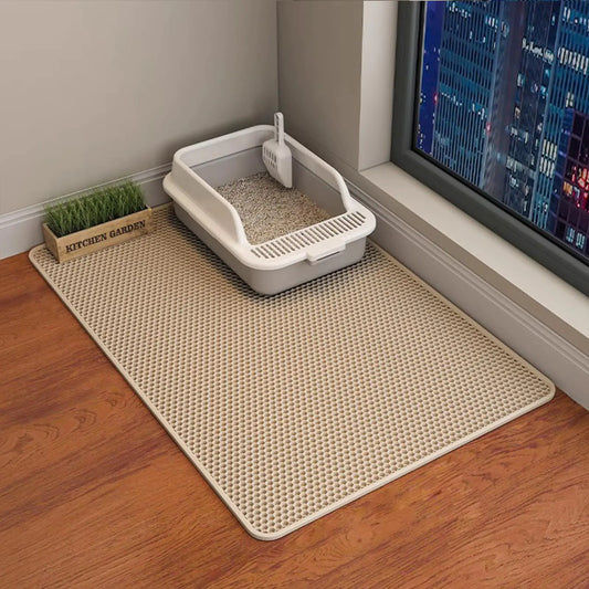 Cat Litter Mat - Cat Litter Mat Litter Trapping Mat 46x26/35x24/30x22/24x16/20x16/18x12 Inch Cat Litter Box Mat Extra Large Honeycomb Double Layer Cat Litter Mat Tracking Washable Waterproof (35*24)